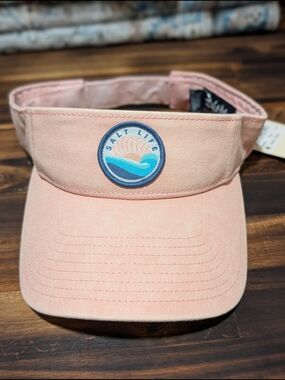 NWT Salt Life Pink Peach Visor Hat With Sun And Waves Logo